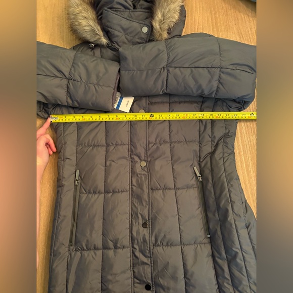 Tower by London Fog Long Quilted Puffer Coat w/Faux Fur Hood – Titanium - XL NWT - Picture 11 of 12